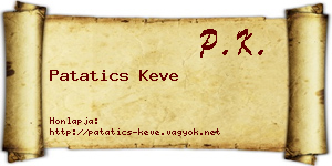 Patatics Keve névjegykártya